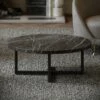 Nazzano Pietra Grey Marble Round Coffee Table With Black Legs