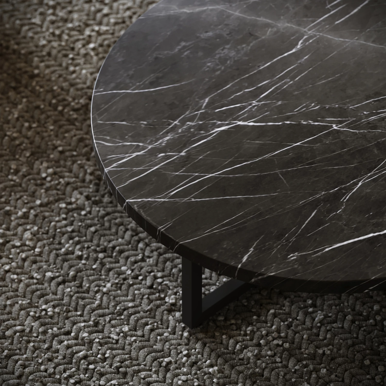 Nazzano Pietra Grey Marble Round Coffee Table With Black Legs 4 Nazzano Pietra Grey Marble Round Coffee Table With Black Legs - Image 2