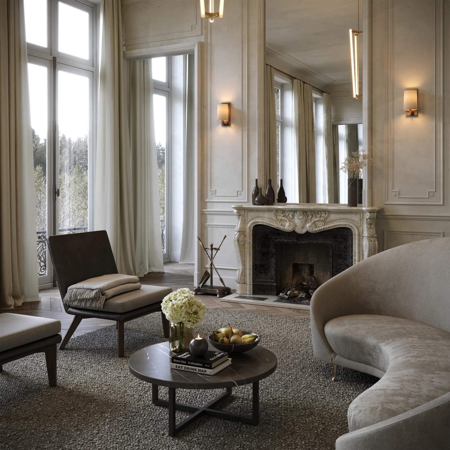 Nazzano Pietra Grey Marble Round Coffee Table With Black Legs 7 Nazzano Pietra Grey Marble Round Coffee Table With Black Legs - Image 5