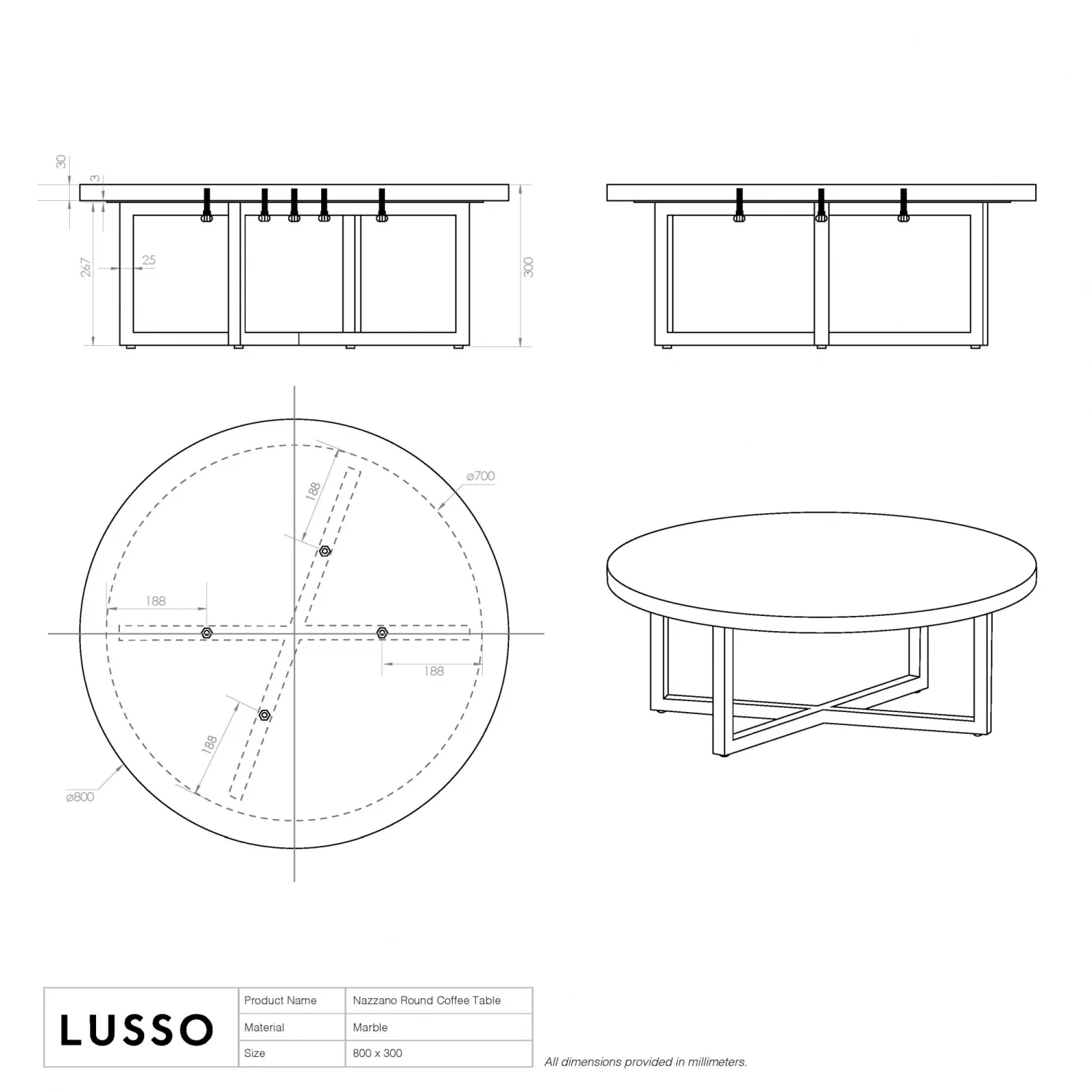 Nazzano Pietra Grey Marble Round Coffee Table With Black Legs 8 Nazzano Pietra Grey Marble Round Coffee Table With Black Legs - Image 6