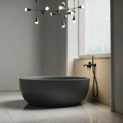 Notion Charcoal Stone Resin Freestanding Round Bath 1350mm -LUSSOSTONE Shop notion charcoal stone resin freestanding round bath 1350mm p2471 32603 zoom
