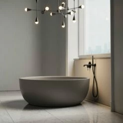 Notion Grigio Earth Freestanding Round Stone Bath 1350mm -LUSSOSTONE Shop notion grigio earth freestanding round stone bath 1350mm p2510 32601 zoom