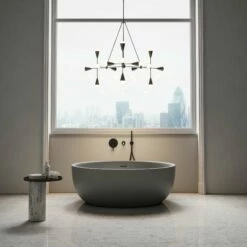 Notion Pebble Grey Freestanding Round Stone Bath 1350mm -LUSSOSTONE Shop notion pebble grey freestanding round stone bath 1350mm p2472 32598 zoom