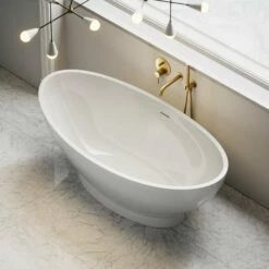 Oasis Mini Freestanding Stone Bath 1550mm -LUSSOSTONE Shop oasis mini freestanding stone bath 1550mm p208 17487 zoom