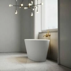 Oval Freestanding Stone Bath 1580mm -LUSSOSTONE Shop oval freestanding stone bath 1580mm p26 17424 zoom