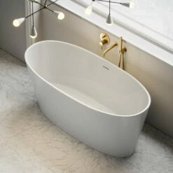 Oval Freestanding Stone Bath 1580mm -LUSSOSTONE Shop oval freestanding stone bath 1580mm p26 17426 zoom