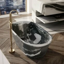 Panda Marble Muse Freestanding Stone Bath 1700mm -LUSSOSTONE Shop panda marble muse freestanding stone bath 1700mm p2439 17773 zoom