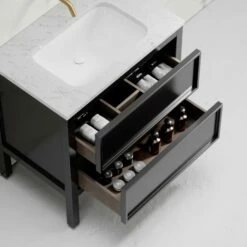 Pelham Bathroom Vanity Unit Black With Carrara Marble 800mm -LUSSOSTONE Shop pelham bathroom vanity unit black with carrara marble 800mm p2219 12867 zoom