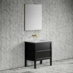 Pelham Bathroom Vanity Unit Black With Carrara Marble 800mm -LUSSOSTONE Shop pelham bathroom vanity unit black with carrara marble 800mm p2219 18043 zoom