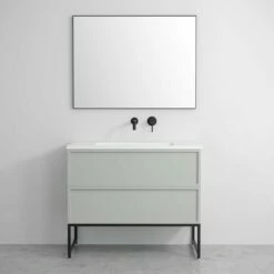 Piana Vanity Unit With Stone Basin (Matte Grey 1000mm) -LUSSOSTONE Shop piana vanity unit with stone basin matte grey 1000mm p5046 27713 image