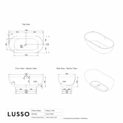 Picasso Charcoal Freestanding Stone Bath 1780mm -LUSSOSTONE Shop picasso charcoal freestanding stone bath 1780mm p2463 41705 zoom