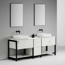 Porcelanato Bathroom Vanity Unit With Carrara Porcelain 2000mm -LUSSOSTONE Shop porcelanato bathroom vanity unit with carrara porcelain 2000mm p2312 12874 zoom