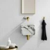 Porto Short Projection Wall Mounted Basin Tap (Brushed Gold & Arabescato Marble) -LUSSOSTONE Shop porto short projection wall mounted basin tap brushed gold arabescato marble p5857 35496 zoom