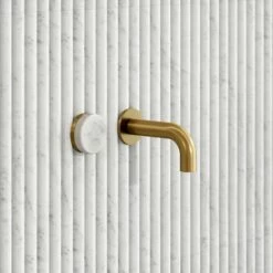 Porto Short Projection Wall Mounted Basin Tap (Brushed Gold & Carrara Marble) 8 Porto Short Projection Wall Mounted Basin Tap (Brushed Gold & Carrara Marble) -LUSSOSTONE Shop porto short projection wall mounted basin tap brushed gold carrara marble p5860 35507 zoom