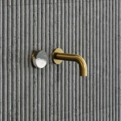 Porto Short Projection Wall Mounted Basin Tap (Brushed Gold & Panda Marble) -LUSSOSTONE Shop porto short projection wall mounted basin tap brushed gold panda marble p5861 35510 zoom