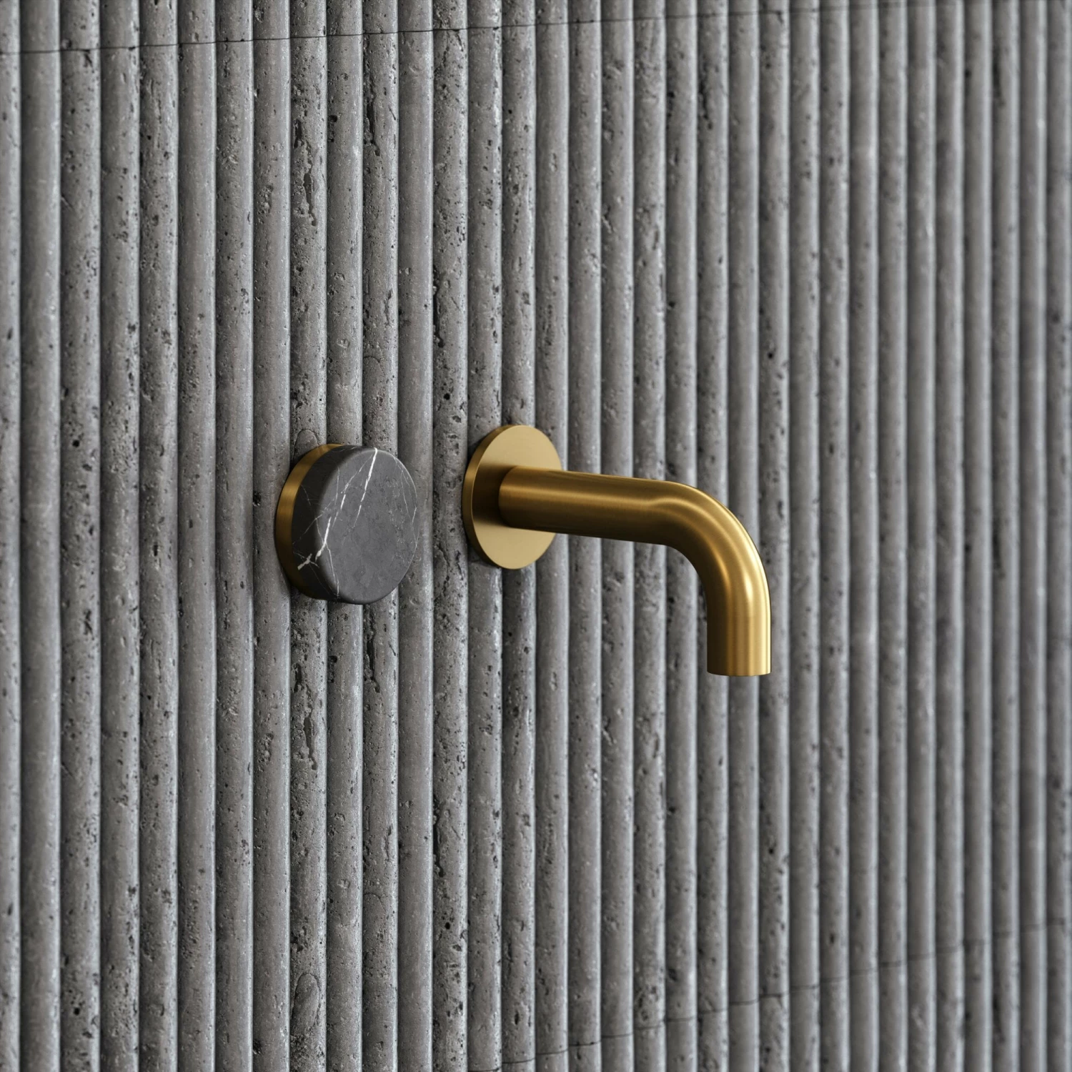 Porto Short Projection Wall Mounted Basin Tap (Brushed Gold & Pietra Grey Marble) 5 Porto Short Projection Wall Mounted Basin Tap (Brushed Gold & Pietra Grey Marble) - Image 3