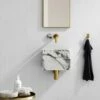 Porto Wall Mounted Basin Mixer Tap (Brushed Gold & Arabescato Marble) 2 Porto Wall Mounted Basin Mixer Tap (Brushed Gold & Arabescato Marble) -LUSSOSTONE Shop porto wall mounted basin mixer tap brushed gold arabescato marble p3601 22085 zoom