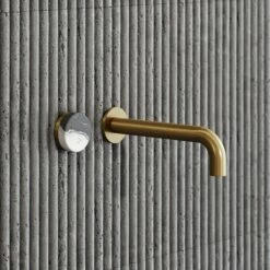 Porto Wall Mounted Basin Mixer Tap (Brushed Gold & Panda Marble) -LUSSOSTONE Shop porto wall mounted basin mixer tap brushed gold panda marble p5680 34531 zoom