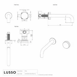 Porto Wall Mounted Basin Mixer Tap (Brushed Gold & Panda Marble) -LUSSOSTONE Shop porto wall mounted basin mixer tap brushed gold panda marble p5680 35825 zoom