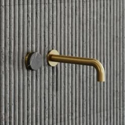 Porto Wall Mounted Basin Mixer Tap (Brushed Gold & Pietra Grey Marble) -LUSSOSTONE Shop porto wall mounted basin mixer tap brushed gold pietra grey marble p3606 22102 zoom