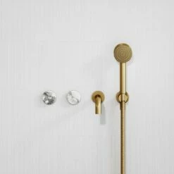 Porto Wall Mounted Bath Filler (Brushed Gold & Arabescato Marble)