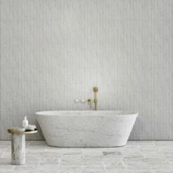 Porto Wall Mounted Bath Filler (Brushed Gold & Carrara Marble) -LUSSOSTONE Shop porto wall mounted bath filler brushed gold carrara marble p4933 26662 image