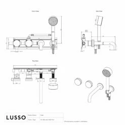 Porto Wall Mounted Bath Filler (Brushed Gold & Crema Marfil Marble) -LUSSOSTONE Shop porto wall mounted bath filler brushed gold crema marfil marble p4935 35800 zoom