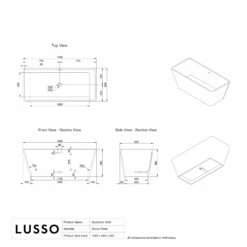 Quadrato Freestanding Stone Bath 1500mm -LUSSOSTONE Shop quadrato freestanding stone bath 1500mm p70 41660 zoom