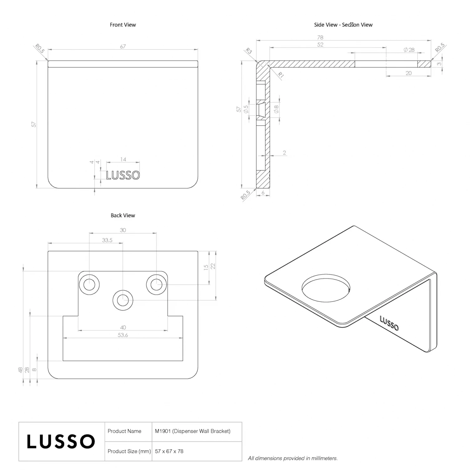 Soap Dispenser Wall Bracket Matte Black 6 Soap Dispenser Wall Bracket Matte Black - Image 4