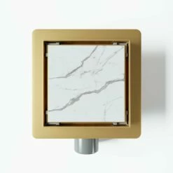 Square Brushed Gold Tileable Wet Room Waste Kit