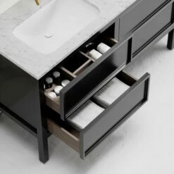 Stratford Bathroom Vanity Unit Black With Carrara Marble 1400mm -LUSSOSTONE Shop stratford bathroom vanity unit black with carrara marble 1400mm p2222 12870 zoom