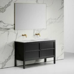 Stratford Bathroom Vanity Unit Black With Carrara Marble 1400mm -LUSSOSTONE Shop stratford bathroom vanity unit black with carrara marble 1400mm p2222 12871 zoom