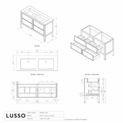 Stratford Bathroom Vanity Unit Black With Carrara Marble 1400mm -LUSSOSTONE Shop stratford bathroom vanity unit black with carrara marble 1400mm p2222 35965 zoom