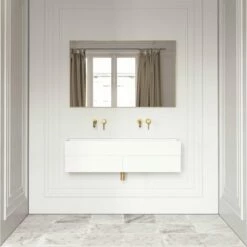 Thinn Double Vanity Unit With Stone Basin (Matte White 1200mm) -LUSSOSTONE Shop thinn double vanity unit with stone basin matte white 1200mm p2015 26043 zoom