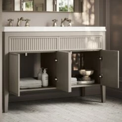 Tiffany Velvet Beige Wood Grain Double Vanity Unit 1200mm -LUSSOSTONE Shop tiffany velvet beige wood grain double vanity unit 1200mm p7136 45443 zoom