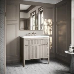 Tiffany Velvet Beige Wood Grain Vanity Unit 800mm -LUSSOSTONE Shop tiffany velvet beige wood grain vanity unit 800mm p6607 43827 zoom