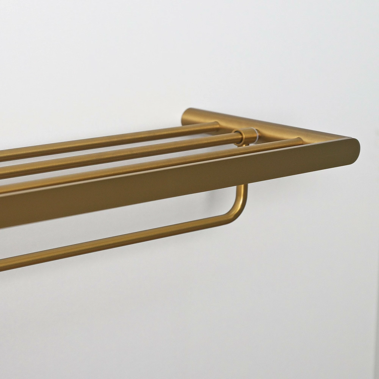 Towel Shelf With Rail Brushed Gold 600mm 4 Towel Shelf With Rail Brushed Gold 600mm - Image 2