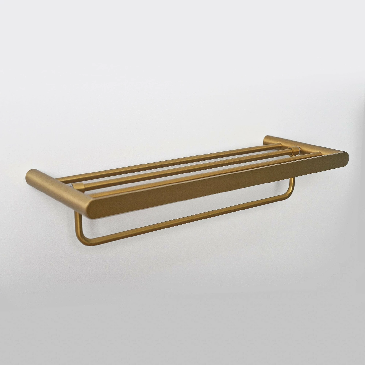 Towel Shelf With Rail Brushed Gold 600mm 5 Towel Shelf With Rail Brushed Gold 600mm - Image 3