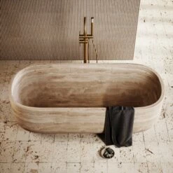 Travertine Designo Freestanding Bath 1700mm -LUSSOSTONE Shop travertine designo freestanding bath 1700mm p7401 46139 zoom
