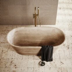 Travertine Muse Freestanding Bath 1700mm -LUSSOSTONE Shop travertine muse freestanding bath 1700mm p7400 46102 zoom