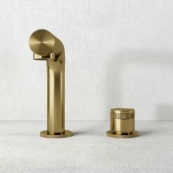 Urban Brushed Gold Deck Mounted Bath Mixer Tap -LUSSOSTONE Shop urban brushed gold deck mounted bath mixer tap p6145 37293 zoom
