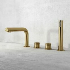 Urban Brushed Gold Deck Mounted Bath Shower Mixer Tap -LUSSOSTONE Shop urban brushed gold deck mounted bath shower mixer tap p6146 37458 zoom