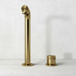 Urban Brushed Gold Tall Deck Mounted Basin Mixer Tap -LUSSOSTONE Shop urban brushed gold tall deck mounted basin mixer tap p6143 37290 zoom