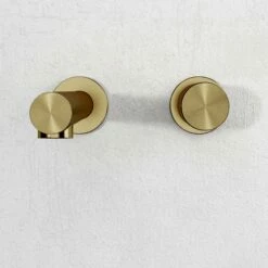 Urban Brushed Gold Wall Mounted Basin Mixer Tap -LUSSOSTONE Shop urban brushed gold wall mounted basin mixer tap p6144 37455 zoom
