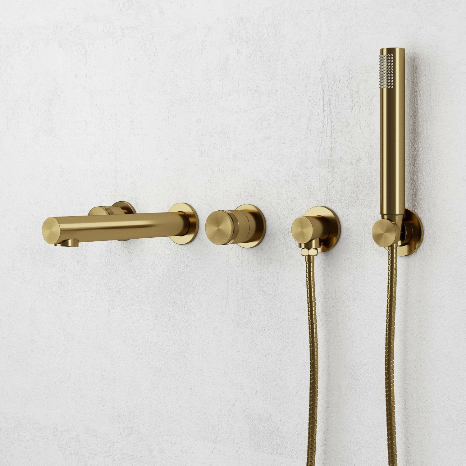 Urban Brushed Gold Wall Mounted Bath Mixer Shower Tap 3 Urban Brushed Gold Wall Mounted Bath Mixer Shower Tap
