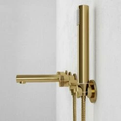 Urban Brushed Gold Wall Mounted Bath Mixer Shower Tap 8 Urban Brushed Gold Wall Mounted Bath Mixer Shower Tap -LUSSOSTONE Shop urban brushed gold wall mounted bath mixer shower tap p6148 37905 zoom