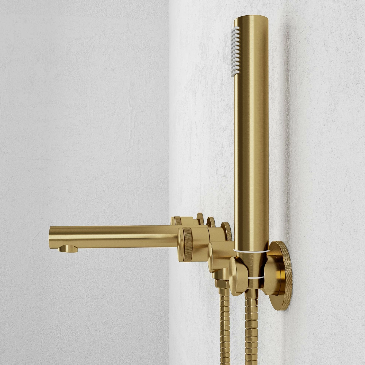 Urban Brushed Gold Wall Mounted Bath Mixer Shower Tap 5 Urban Brushed Gold Wall Mounted Bath Mixer Shower Tap - Image 3