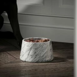Vasoni Carrara Marble Dog Bowl