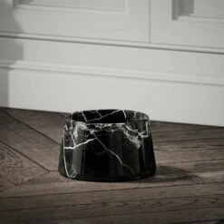 Vasoni Nero Marquina Marble Dog Bowl -LUSSOSTONE Shop vasoni nero marquina marble dog bowl p5308 34596 zoom