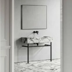 Vernante Vanity Unit With Arabescato Marble Basin 1000mm -LUSSOSTONE Shop vernante vanity unit with arabescato marble basin 1000mm p5035 27664 image